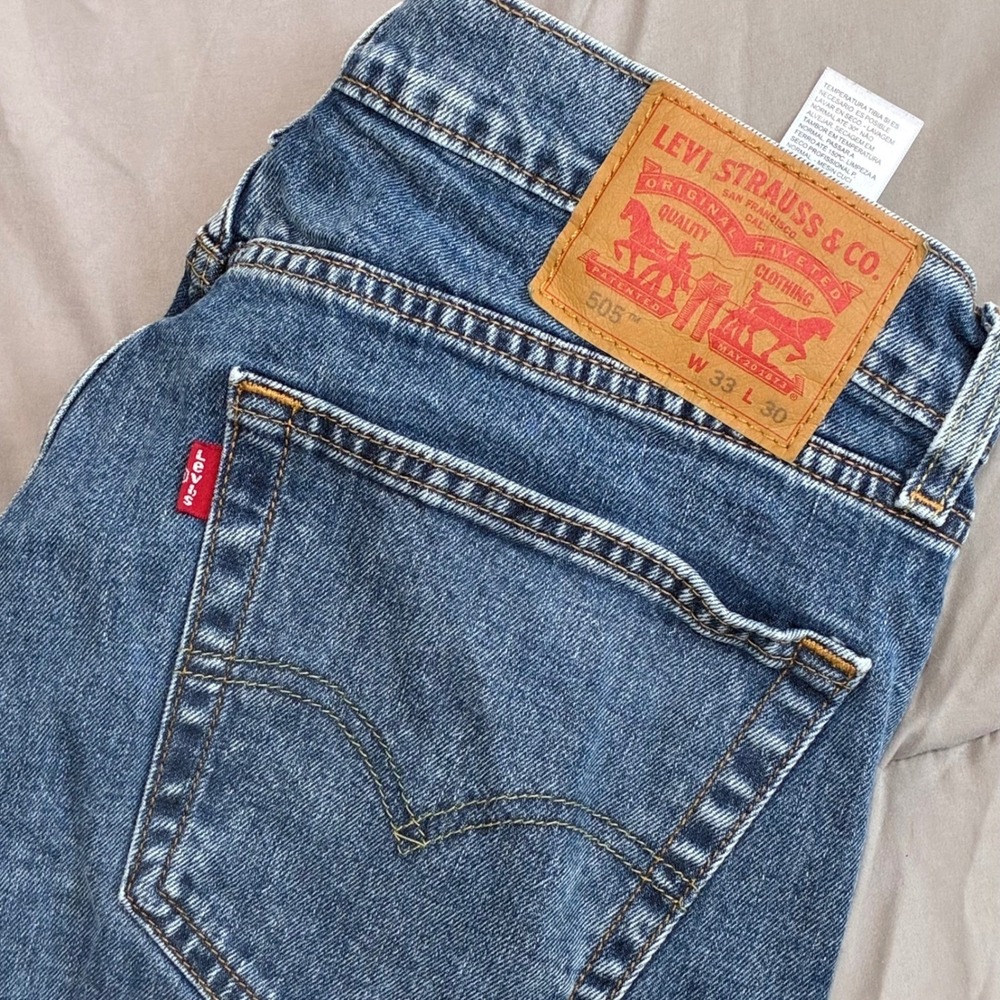 Levis 505 Regular Fit Straight Leg Jeans Blue Denim Mens 33x30 00505-1936